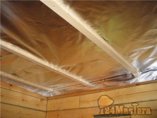 Пароизоляция потолка бани (Наноизол фс)
Для того чтобы утеплитель не намокал от влажного п...